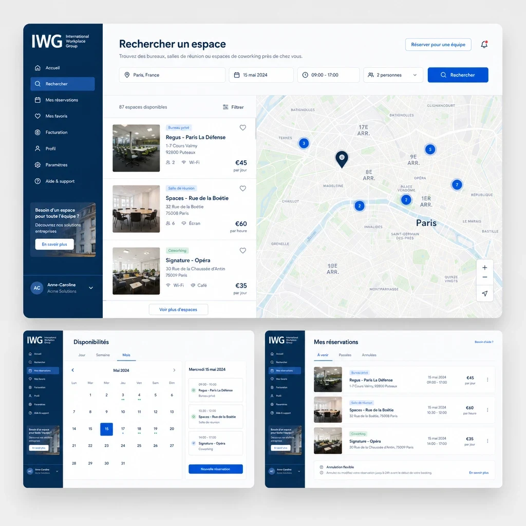 IWG — réservation d'espaces